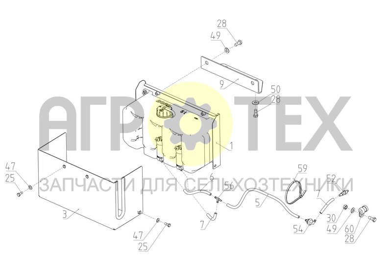 Чертеж Установка бачка стеклоомывателя (КСУ-2.24.00.600)